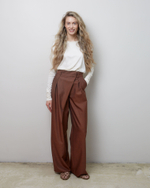 Брюки на запах из шерсти Вивьен Вествуд корица