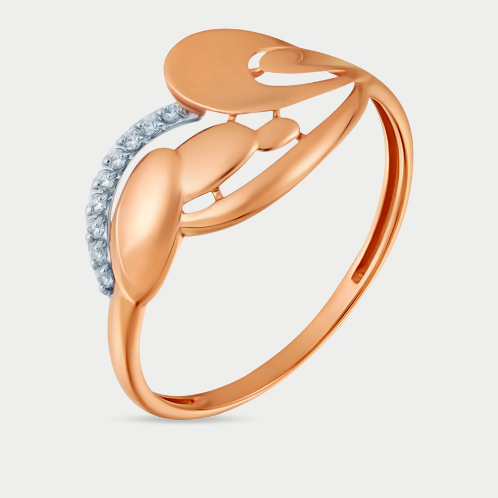 Кольцо для женщин из розового золота 585 пробы с фианитами (арт. 014581-1102)