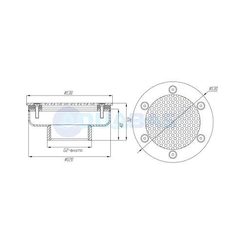 ВЗ.120.4/1 Водозабор сетчатый д.120 2" (внутр.) (пленка), AISI-316