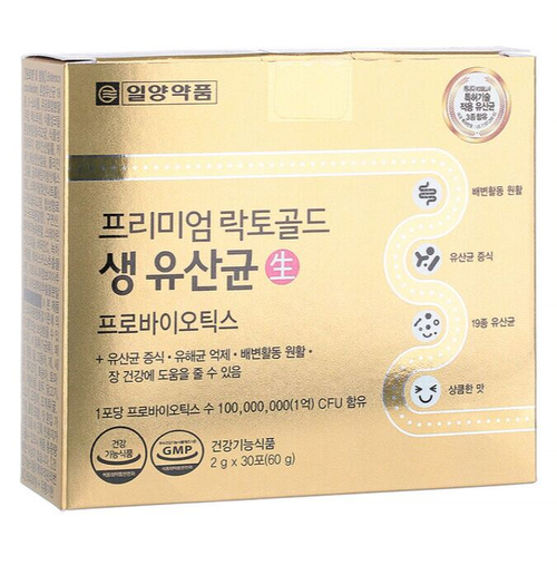 (Набор) Комплекс пробиотиков в виде порошка для корректировки веса Ilyang Premium Lactogold Live Lactobacillus Probiotics, 2г х 30шт