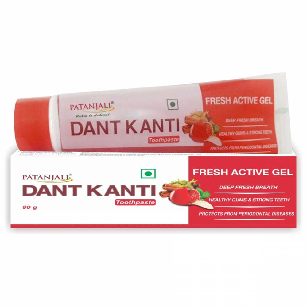 PATANJALI Dant Kanti Fresh Active Gel Toothpaste Зубная паста-гель с аюрведическими травами 80г