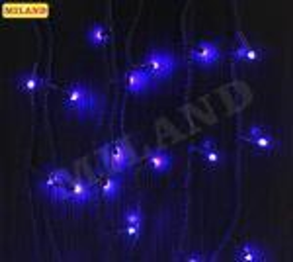 Гирлянда-штора шир.4,2 м, дл.40см и 65см, тёмная нить,200 неон. синих ламп, 8 реж.
