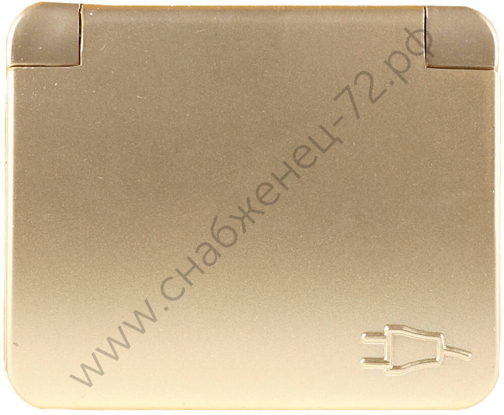 СВЕТОЗАР Гамма, с заземлением одинарная с крышкой без вставки и рамки цвет золотой металлик 16А/~250В, Электрическая розетка (SV-54110-GM)