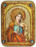 Инкрустированная икона Святая Равноапостольная Мария Магдалина 20х15см на натуральном дереве в подарочной коробке