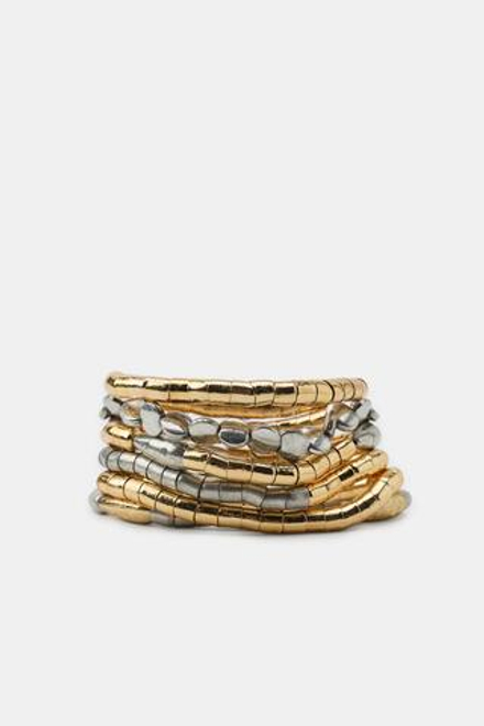 ZARA НАБОР КОМБИНИРОВАННЫХ ЭЛАСТИЧНЫХ БРАСЛЕТОВ, ЗОЛОТОЙ/СЕРЕБРЯНЫЙ