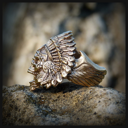 Кольцо мужское "Вождь" бронза , печатка для мужчины