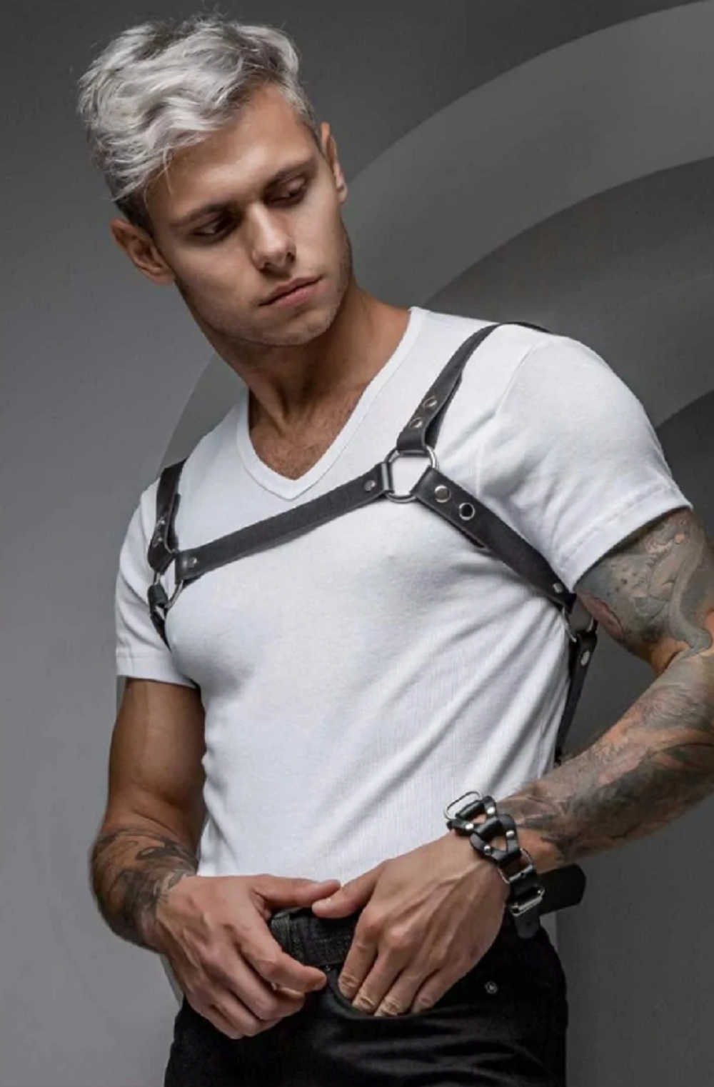 Портупея мужская Ra кожа черная S/M