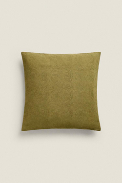 ZARA HOME ЖАККАРДОВЫЙ ЧЕХОЛ ДЛЯ ДЕКОРАТИВНОЙ ПОДУШКИ С ВЫШИВКОЙ, ЗЕЛЕНЫЙ