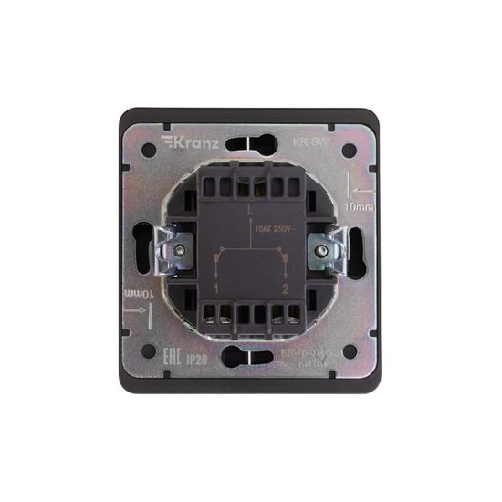 Выключатель ROUND 2 кл 10А с/у оникс KRANZ