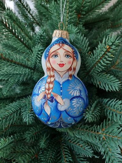 Матрешка стеклянная Снегурочка