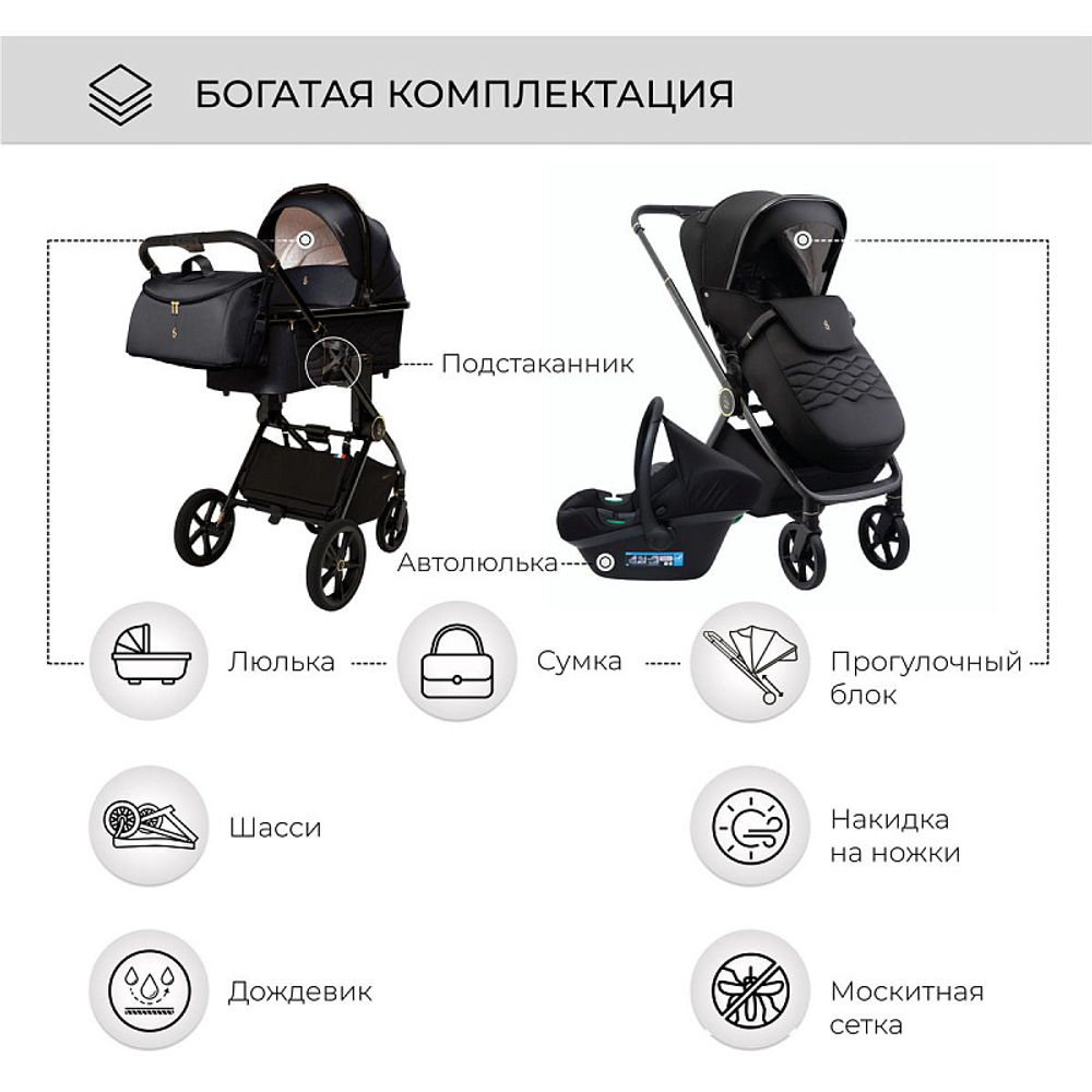 Детская коляска Sweet Baby Elegante 3 в 1 SBL GL Black