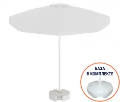 Зонт пляжный с базой на колесах Kiwi Clips&Base, Ø250 см, белый