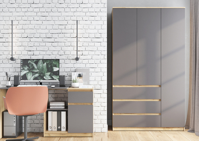 ШР-03 Шкаф СИТИ с ящиками графит/дуб золотистый