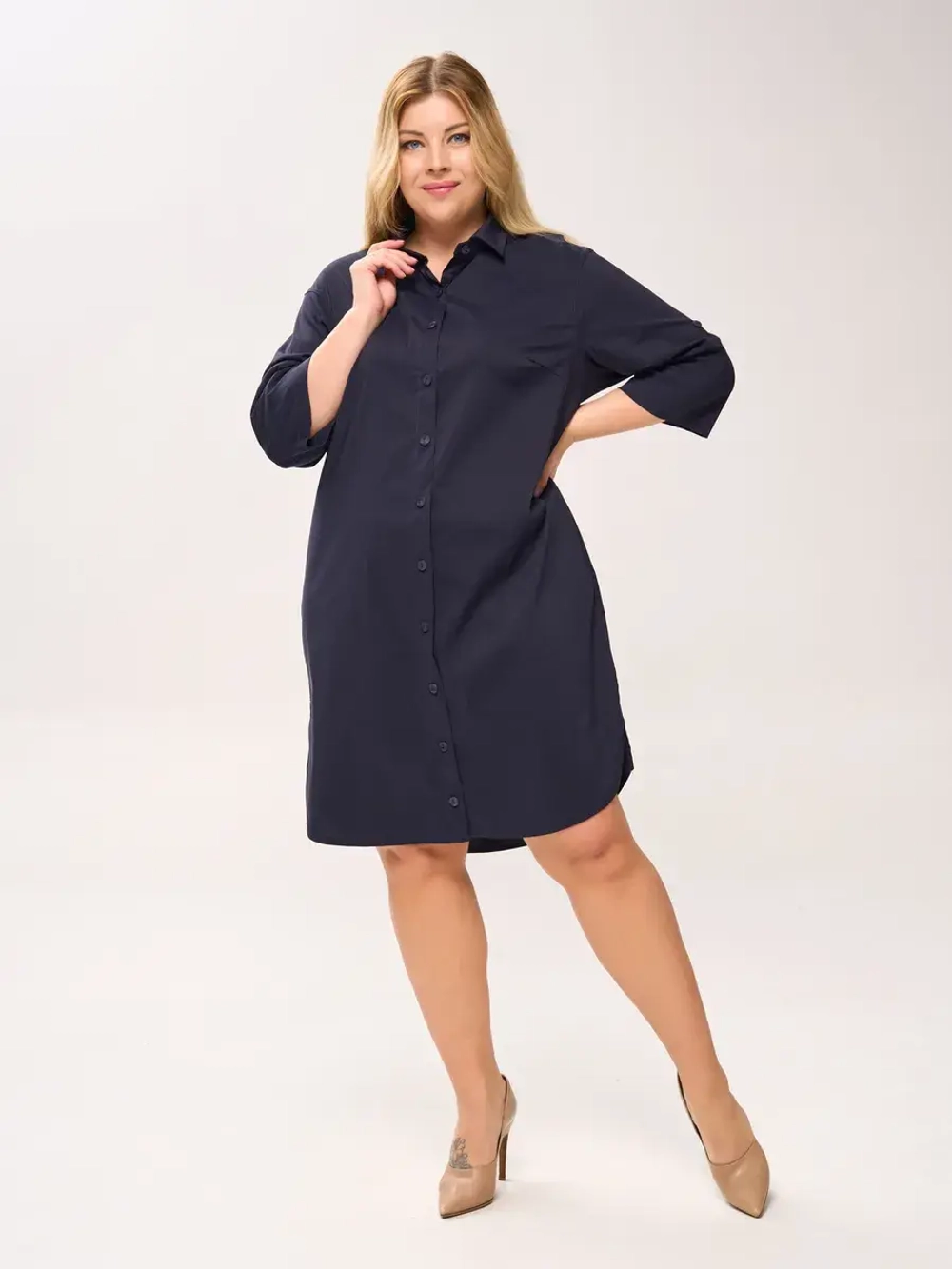 Платье-рубашка с карманами