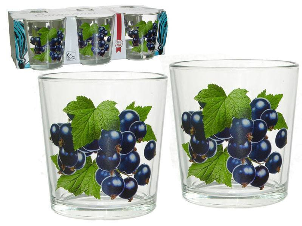 Набор стаканов "Черная смородина" 6шт 250мл (низкие)