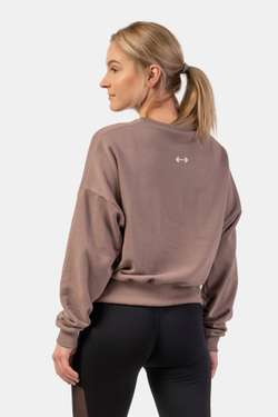 Свитшот женский Nebbia 420 Loose Fit Sweatshirt “Feeling Good” Brown