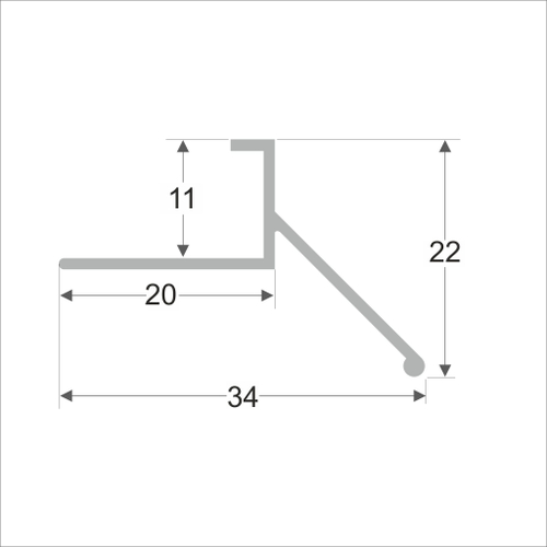 Алюминиевый профиль ПО-182 серебро/матовое 2700 мм