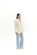 Молочный кожаный пиджак