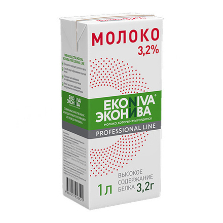 Молоко Эконива Ультрапастеризованное ГОСТ 3,2% 1л