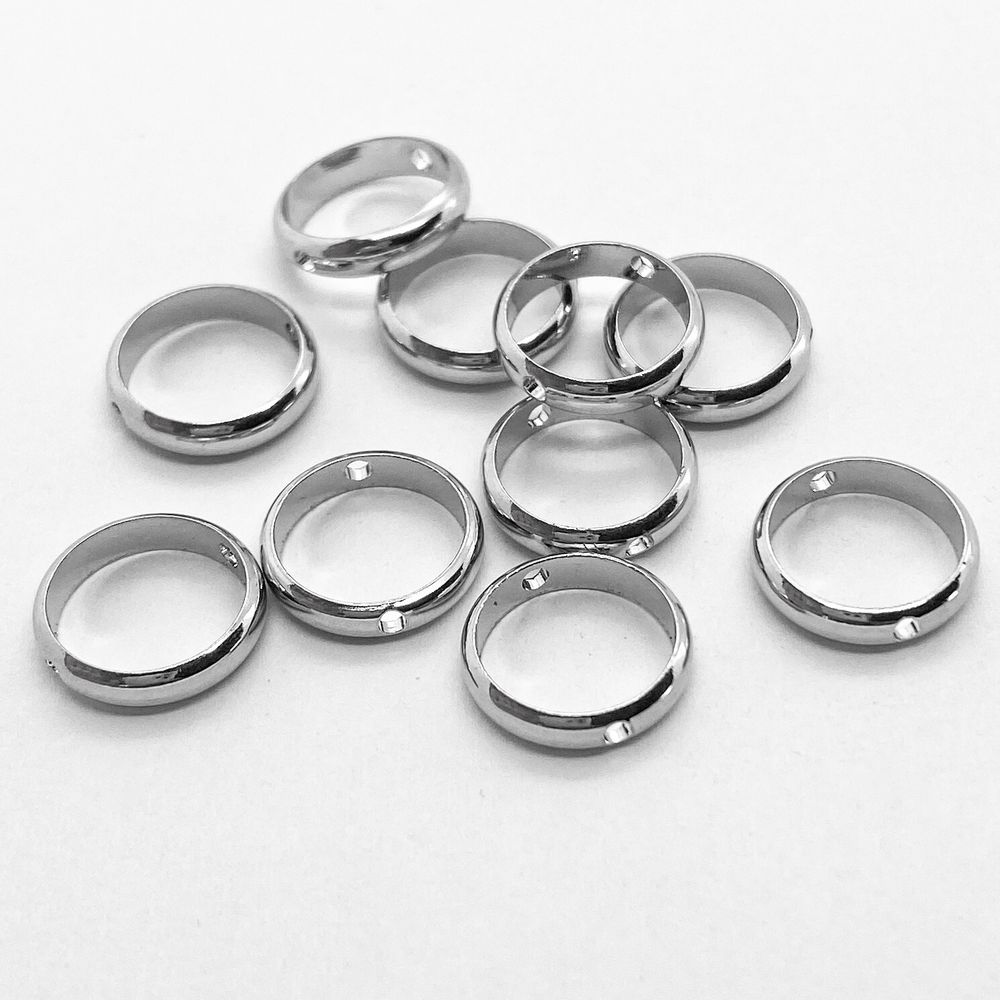 Коннектор-рамка для бусины, родиевое покрытие, размер 12 мм, внутренний диаметр 10 мм, цена за 1 шт