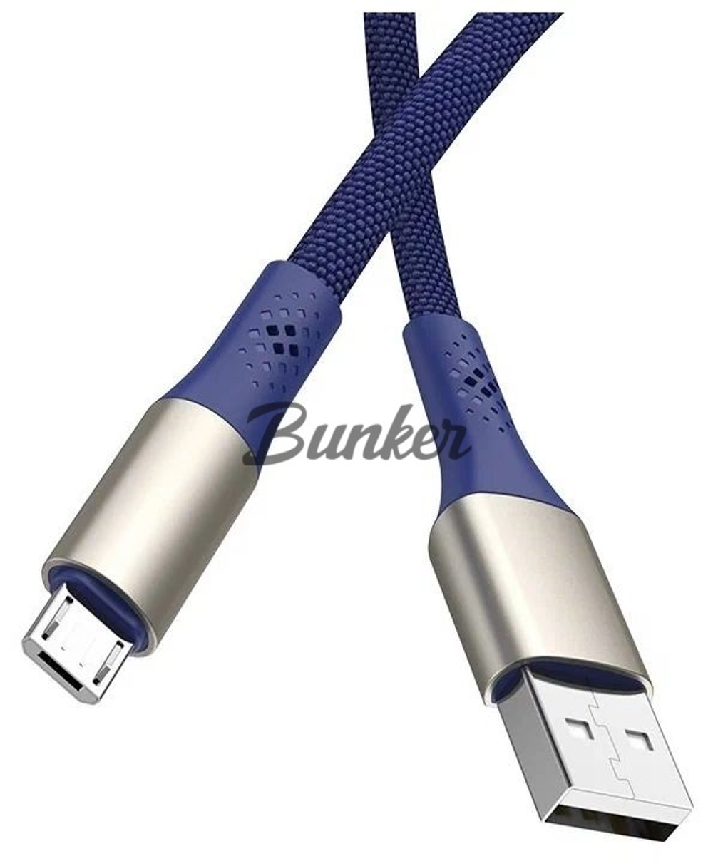 Кабель USB-micro-USB Borofone BU7, синий нейлон, 2.4А