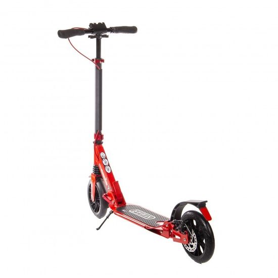 Складной двухколёсный самокат Micar Storm Pro 200 мм с двумя амортизаторами и ручным дисковым тормозом, красный