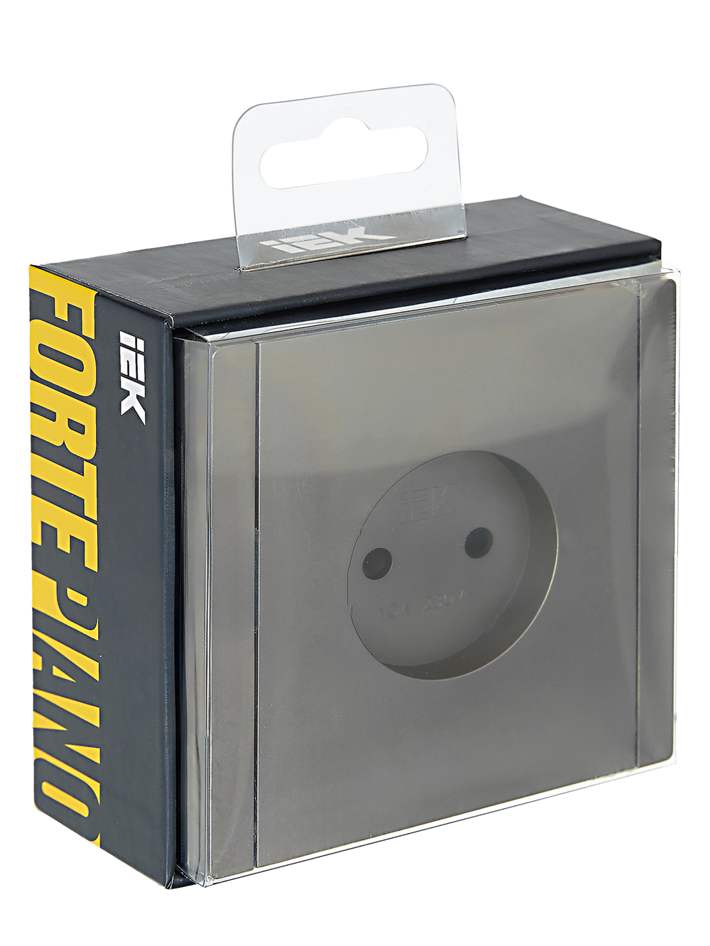 FORTE&PIANO Розетка 1-местная без заземления с защитными шторками винтовое крепление 10А FP517 сталь IEK