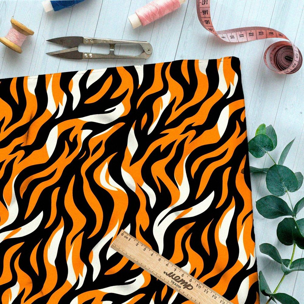 Ткань премиум флис фантазия на тему тигриных полосок