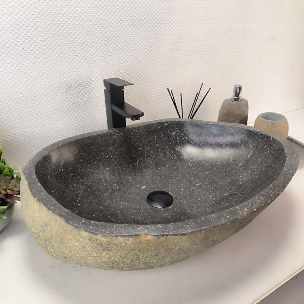 Каменная раковина из речного камня RS-63510 (63*37*16) 0124