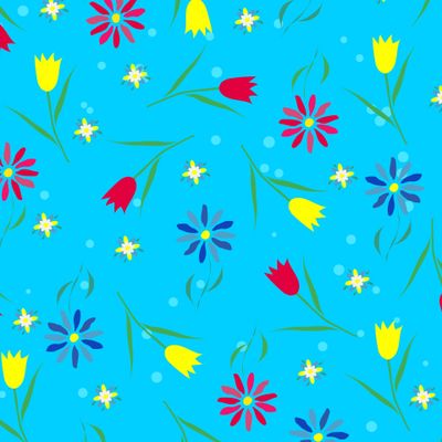 Маленькие цветочки - голубой (бирюзовый) фон