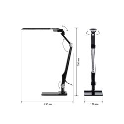 Настольный светильник ЭРА NLED-497-12W-BK светодиодный на струбцине и с основанием черный | Светодиодные настольные лампы