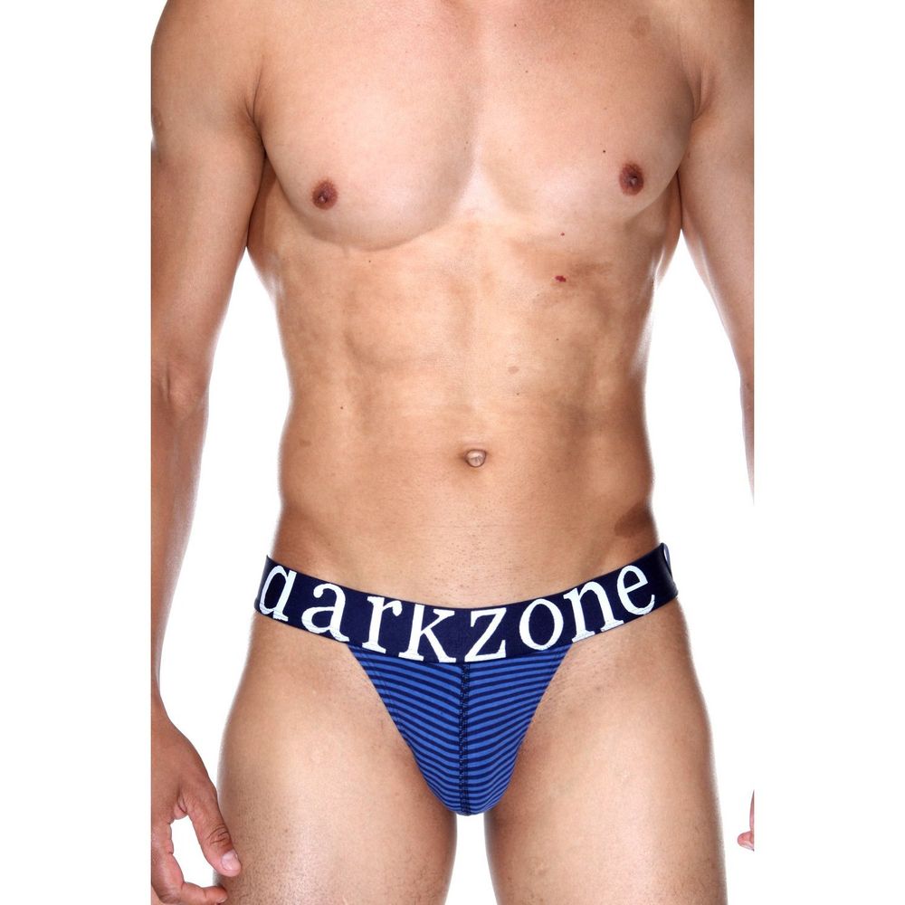 Мужские трусы танга синие в полоску DARKZONE DZN6173