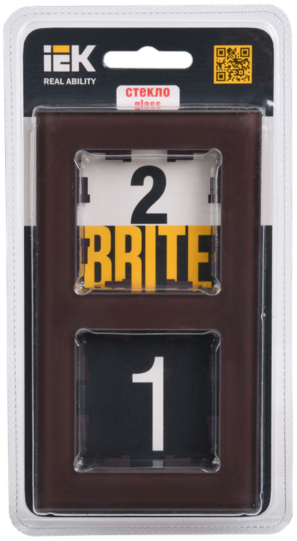 BRITE Рамка 2 -местная РУ-2-2-БрТБ стекло темная бронза IEK