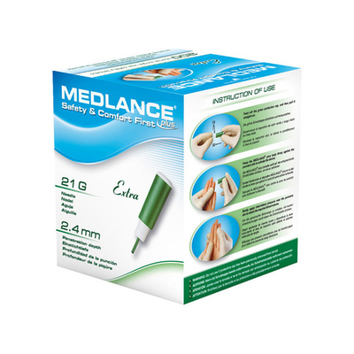 Скарификатор (ланцет) безопасный Медланс плюс Экстра, 21G, 2,4мм, 200шт./уп., Польша