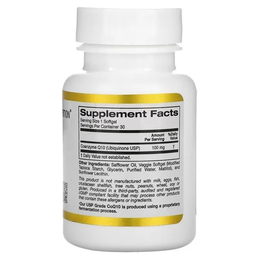 California Gold Nutrition CoQ10 100 мг 30 вегетарианских капсул