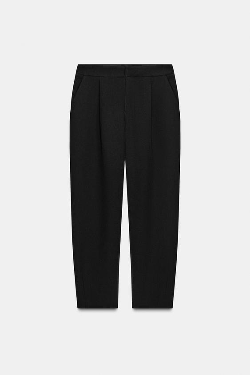 ZARA БРЮКИ CARROT С ЗАЩИПАМИ, ЧЕРНЫЙ