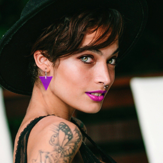 Треугольники / Triangles, earrings, Grape