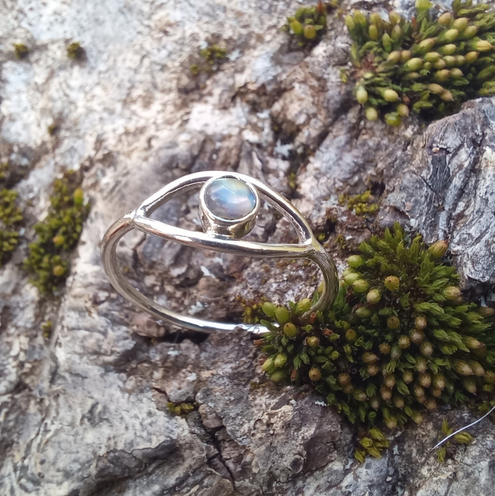 Кольцо ОКО, лабрадорит/серебро