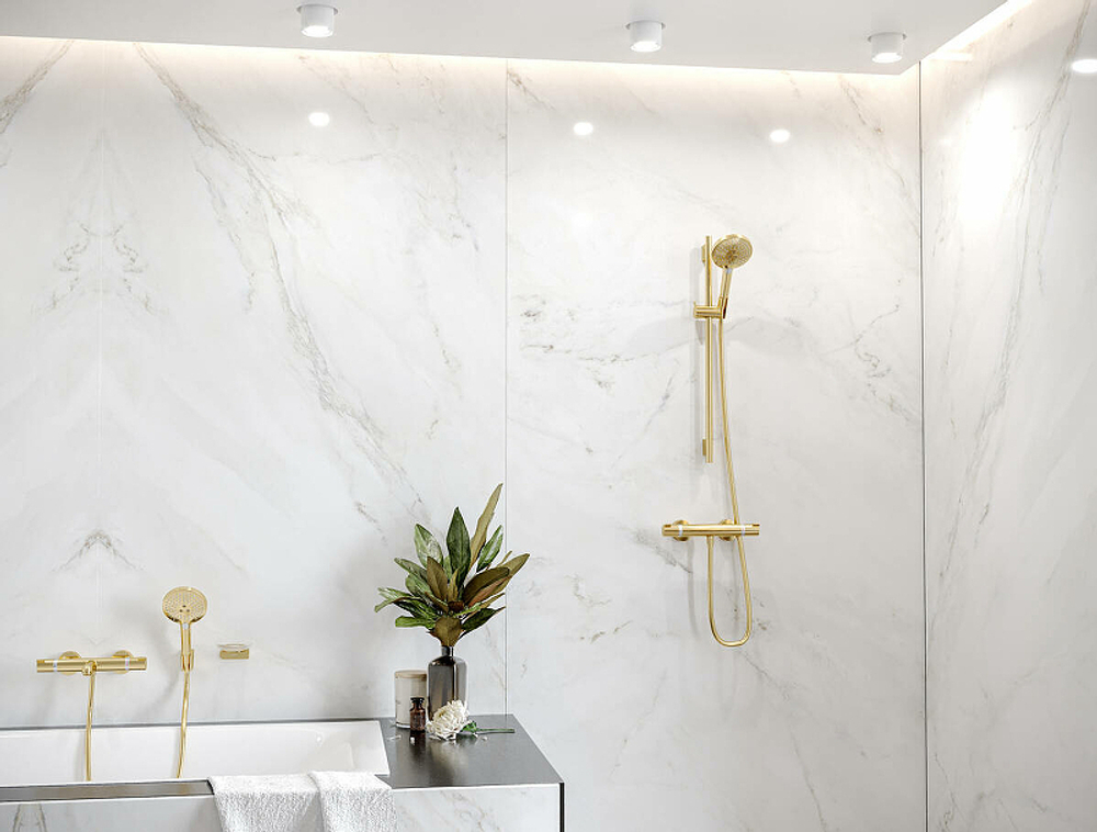 Смеситель для ванны Hansgrohe Ecostat Comfort 13114990 с термостатом полированное золото
