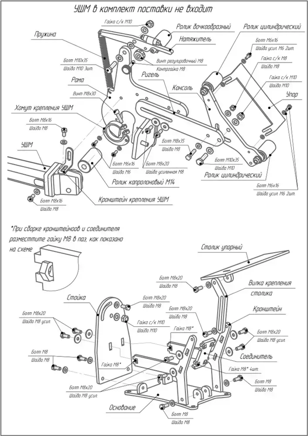 Стойка-Гриндер для УШМ 4-х роликовая СГ-05