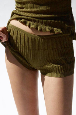 ZARA ШОРТЫ ИЗ ТЕКСТУРНОГО ТРИКОТАЖА, ХАКИ