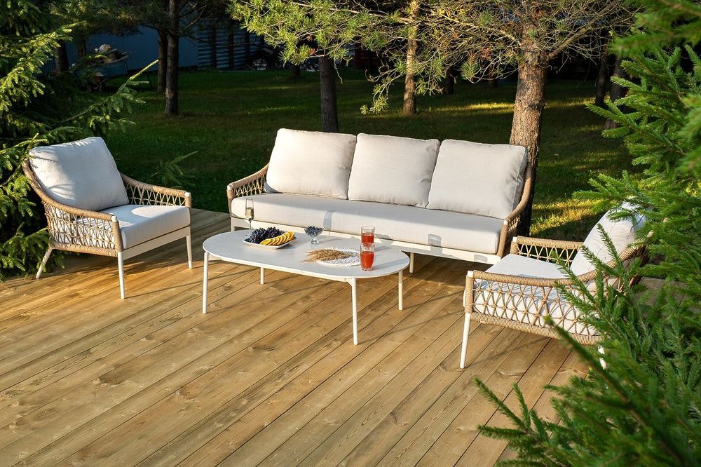 "Венеция" лаунж-зона из искусственного ротанга, цвет соломенный