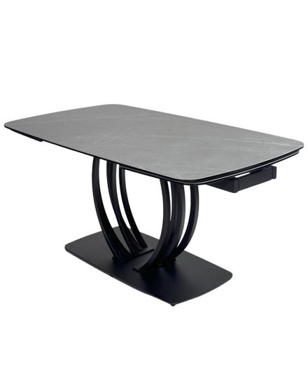 Стол MALTA 160 KL-136 Серый мрамор матовый, итальянская керамика/ черный каркас