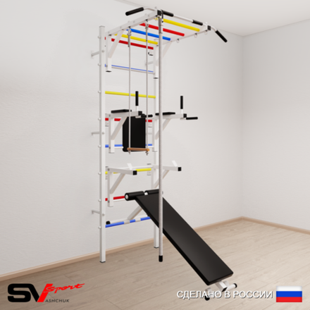 Шведская стенка Sv Sport 566 (Турник рукоход/Брусья/Стойка/Скамья/Канат/Трапеция)