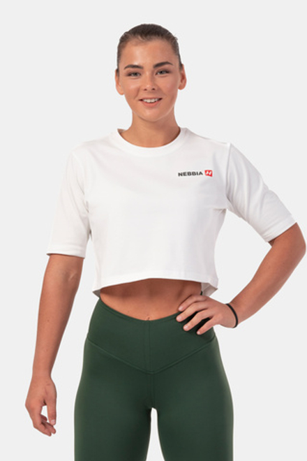 Футболка MINIMALIST LOGO NEBBIA CROP TOP 600 Белая