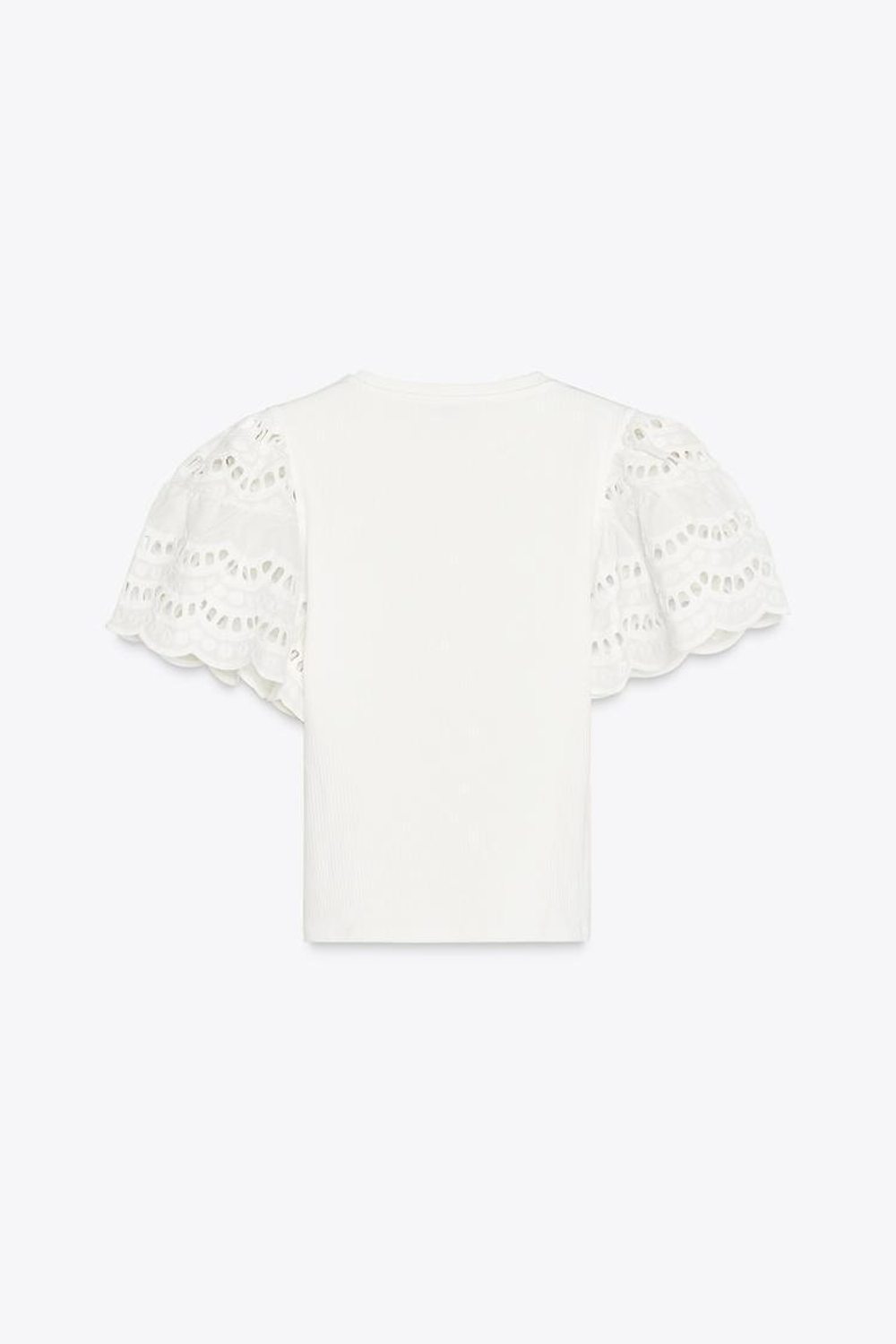 ZARA ТОП БЕЗ РУКАВОВ С ВЫШИВКОЙ, БЕЛЫЙ