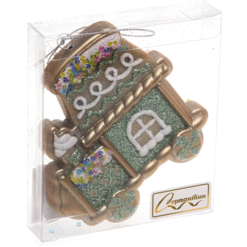 Ёлочная игрушка «Сказочный поезд» 9*1,5*10 см, изумруд