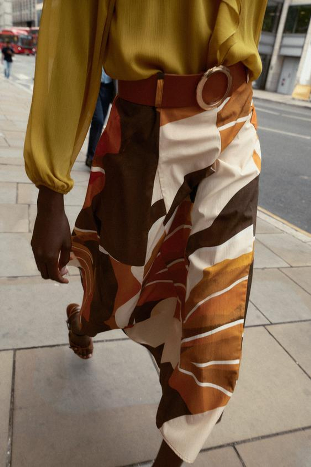 ZARA ЮБКА ИЗ ПОПЛИНА С ПРИНТОМ И РЕМНЕМ, РАЗНОЦВЕТНЫЙ