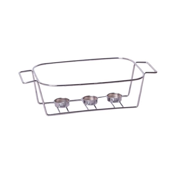 Мармит керамический прямоугольный 2,4 л. Kamille КМ-6403 со стеклянной крышкой на хромированной подставке