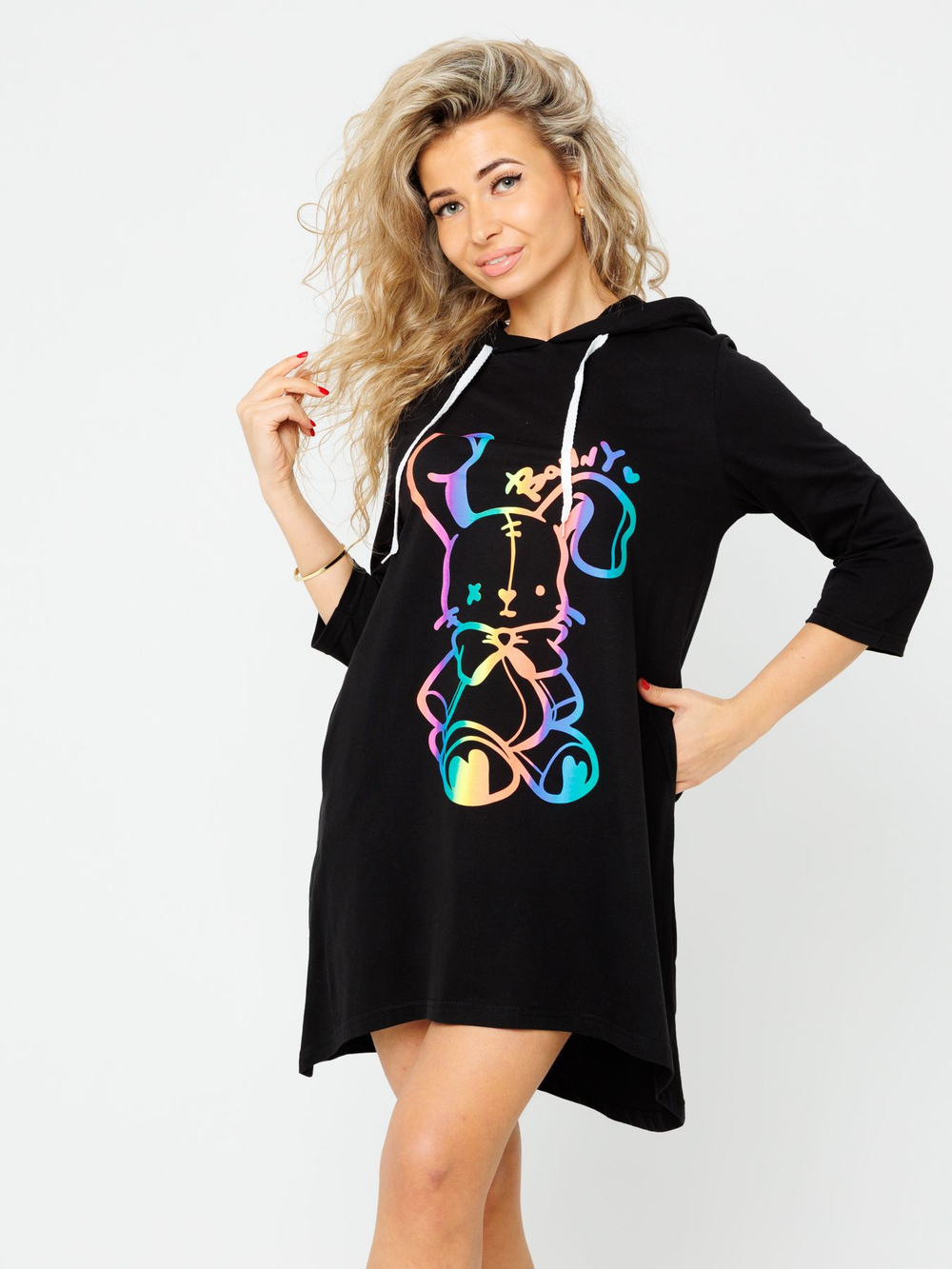 Туника коричневая с капюшоном и принтом женская с длинным рукавом большие размеры для пляжа хлопковая спортивная удлиненная нарядная летняя домашняя